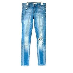 Zara Distressed Denim Ankle Jeans 4